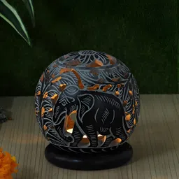 Aura Black Textured Candle Holder-image-64