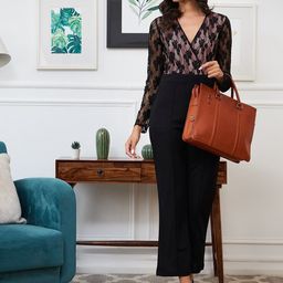 Athena Black & Pink Basic Jumpsuit with Lace Inserts-picture-44