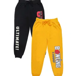 Clothe Funn Boys Pack Of 2 Typography Printed Pure Cotton Joggers-image-29