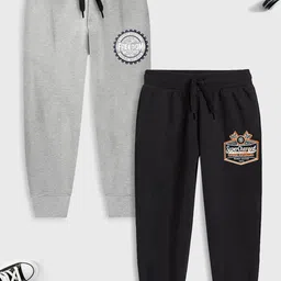 YK X Trampoline Kids Pack Of 2 Printed Cotton Mid-Rise Joggers-34