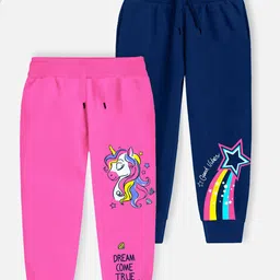 YK X Trampoline Girls Pack Of 2 Printed Cotton Mid Rise Joggers-image-63