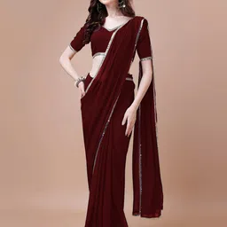 FORKEY Embroidered Kasavu Saree-picture-55
