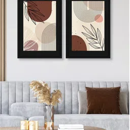 RANDOM Black & Beige 2 Pieces Modern Boho Wooden Painting Wall Art-19