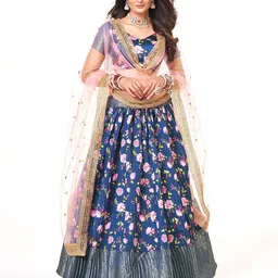 SHOPGARB Printed Semi-Stitched Lehenga & Unstitched Blouse With Dupatta-picture-25