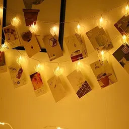 SPARK WORLD Yellow Heart Shape Photo Clip LED String Lights-7