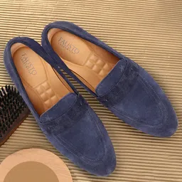 FAUSTO Men Lightweight Suede Leather Penny Loafers-image-78