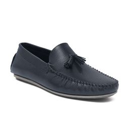 birgos Men Blue Textured Loafers-image-106