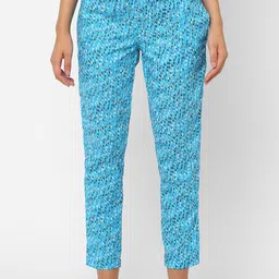 URBAN SCOTTISH Women Blue Printed Pure Cotton Lounge Pants-image-27