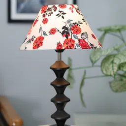 Homesake Black & White Floral Printed Table Lamp With Metal Base-10