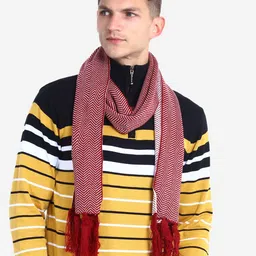 JoE Hazel Self-Design Knitted Zig-Zag Reversible Muffler-image-4