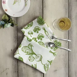 THE CONVERSION White & Green 6 Pcs Printed Cotton Table Napkins-image-66