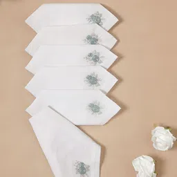 DESIGN GAATHA Grey and White 6 Pieces Cotton Table Napkins-20