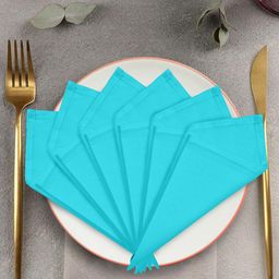 Clasiko Set Of 6 Turquoise Blue Solid Organic Cotton Table Napkins-2