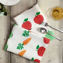 THE CONVERSION Red & White 6 Pieces Cotton Printed Table Napkins-23