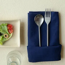 ellementry Set Of 6 Blue Cotton Square Table Napkins-picture-29