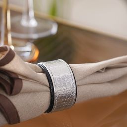Pure Home and Living Set Of 4 Solid Leather Napkins Rings-35