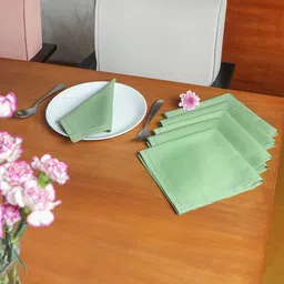 ZEBA Green 6 Pieces Cotton Embroidered Table Napkins-4