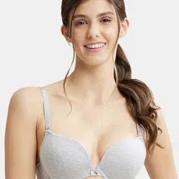 Jockey Wired Padded Cotton Medium Coverage Plunge Neck Pushup Bra-FE53-image-49