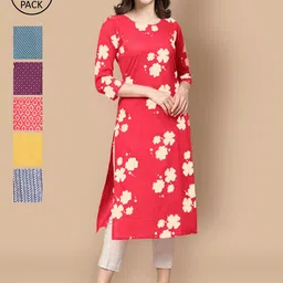 7Threads Women Women Pack of 6 Digital Printed Crepe Straight Kurtas-image-18