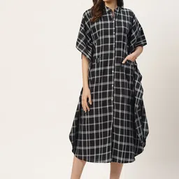 MBeautiful Black Checked Kaftan Nightdress-12