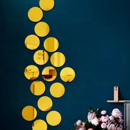 Wall1ders Gold Toned 20 Pieces Circle Acrylic Mirror Wall Stickers-17