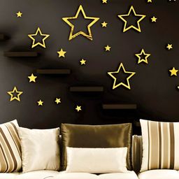 Wall1ders 30 pcs Metallic Toned Star Mirror Wall Sticker-image-19