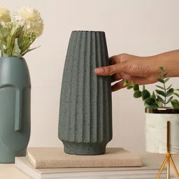 Bonhomie Grey & Brown Textured Ceramic Vase-image-29