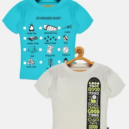 KiddoPanti Boys Pack of 2 Printed Pure Cotton T-shirts-image-60