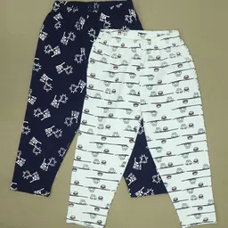 BE AWARA Kids Pack of 2 Printed Cotton Knitted Lounge Pants-image-86
