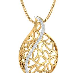 KUBERBOX Exquisite Filigree 18KT Gold Diamond-Studded Pendant-1.35gm-image-76