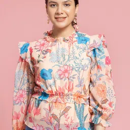 OCTICS Floral Printed Peplum Top-40