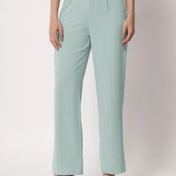 Kotty Women Green Relaxed Straight Leg Straight Fit High-Rise Trousers-image-78