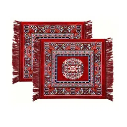 Kuber Industries Pack of 2 Maroon Rangoli Design Velvet Square Pooja Mats-76