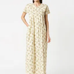 AV2 Woman Beige Printed Maxi Nightdress-image-57