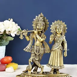 Aura Gold-Toned Religious Radha Krishna Idol Showpiece-image-36