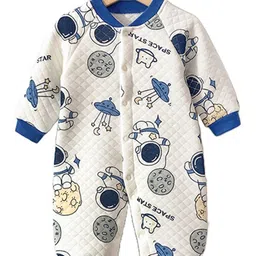 StyleCast Infants Boys Blue & White Conversational Printed Rompers-45