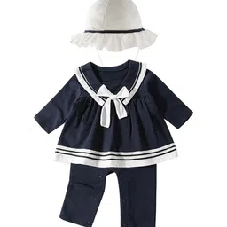 StyleCast Infant Girls Blue Cotton Rompers With Cap-image-25