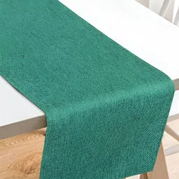 FABURAA Green Self Design Pure Jute Table Runner image 1