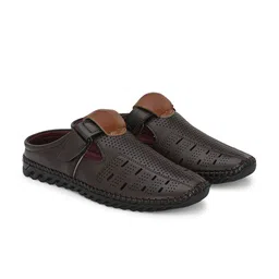 Azzaro Black Men Perforations Shoe-Style Sandals With Laser Cuts-image-73