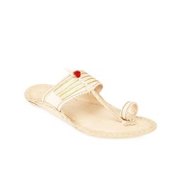 Regal Men Beige Leather Kolhapuris-image-8