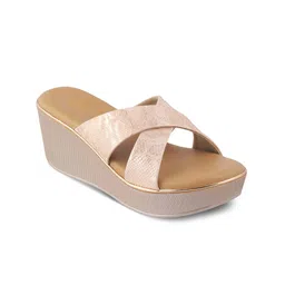 Tresmode Textured Cross Strap Wedge Heels-44