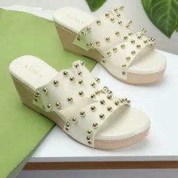 ICONICS Embellished Open Toe Wedge Heels-57