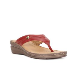 Scholl Red Leather Wedge Sandals-54