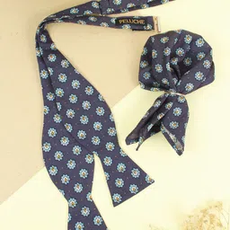 Peluche Men Purple Micro Floral Dynasty Open Bow Tie & Pocket Square Set-29