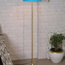 Homesake Turquoise Blue & Gold Toned Contemporary Metal Straight Floor Lamp with Shade-55