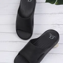 Carlton London Men Black Croslite Sliders-image-41