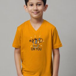 Friskers Boys Typography Printed V-Neck Slim Fit Pure Cotton T-shirt-image-49