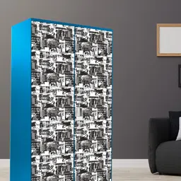 WallDaddy Grey & White Printed 3D Wardrobe Sticker-24