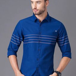 British Club Spread Collar Smart Slim Fit Striped Casual Cotton Shirt-image-31