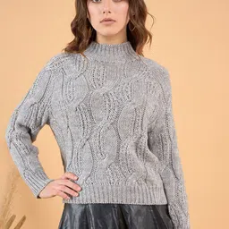 STYLE BLUSH Self Design Cable Knit Acrylic Wool Pullover-picture-17